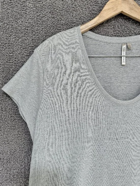 Banana Republic Metallic Silver Linen blend T-shirt Large - Picture 3 of 8